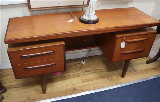 A G Plan Fresco teak kneehole desk W.145cm